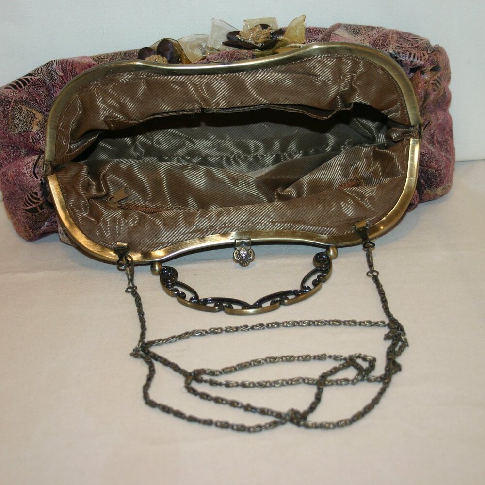 Victorian Style Floral Fabric Ribbon Adorned Purse MUST SEE! B-144 - Picture 6 of 9